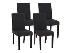 Silla de comedor Littau (juego de 4), Textil, negro, patas oscuras