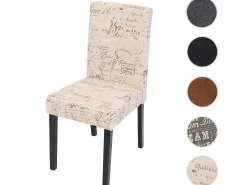 Silla de comedor Littau lettering, letras crema, patas oscuras