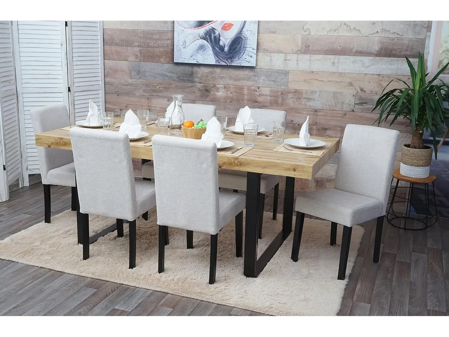 Silla de comedor Littau lettering, crema-beige, patas oscuras