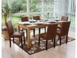 Silla de comedor Littau lettering, imitación de ante, patas oscuras