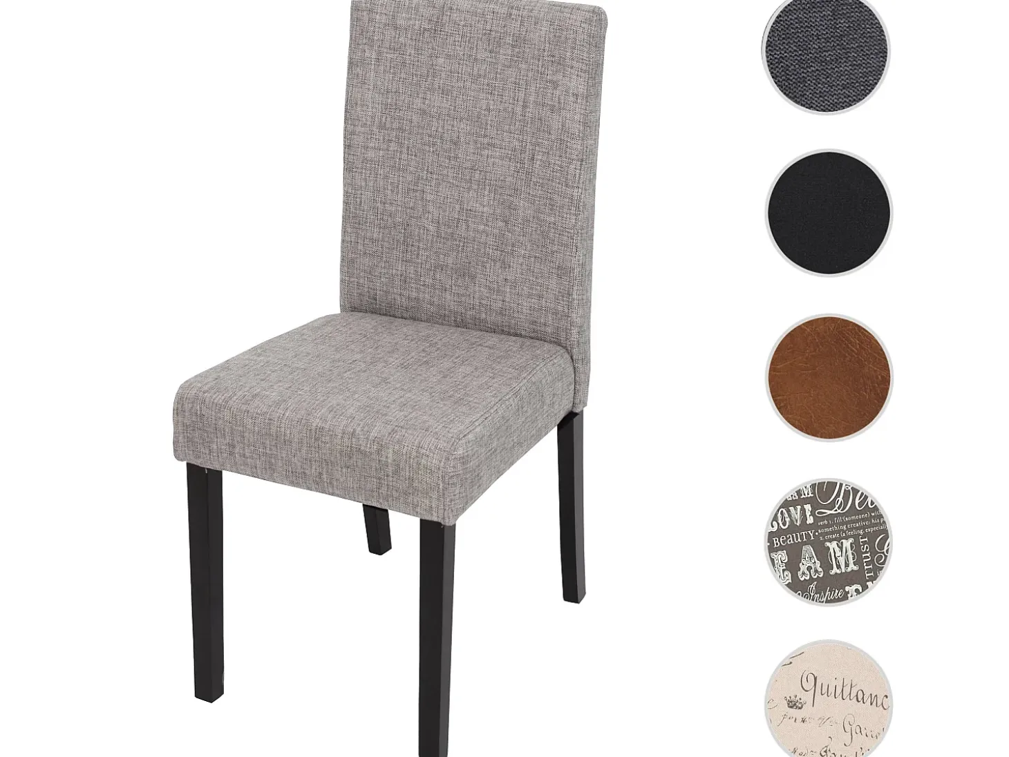 Silla de comedor Littau lettering, gris, patas oscuras