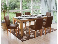 Silla de comedor Littau lettering, imitación de ante, patas claras