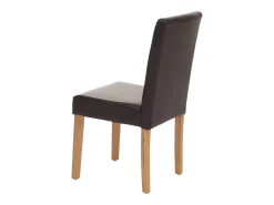 Silla de comedor Littau piel sintética lote de 2, polipiel, marrón, patas claras