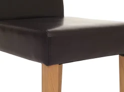 Silla de comedor Littau piel sintética lote de 2, polipiel, marrón, patas claras