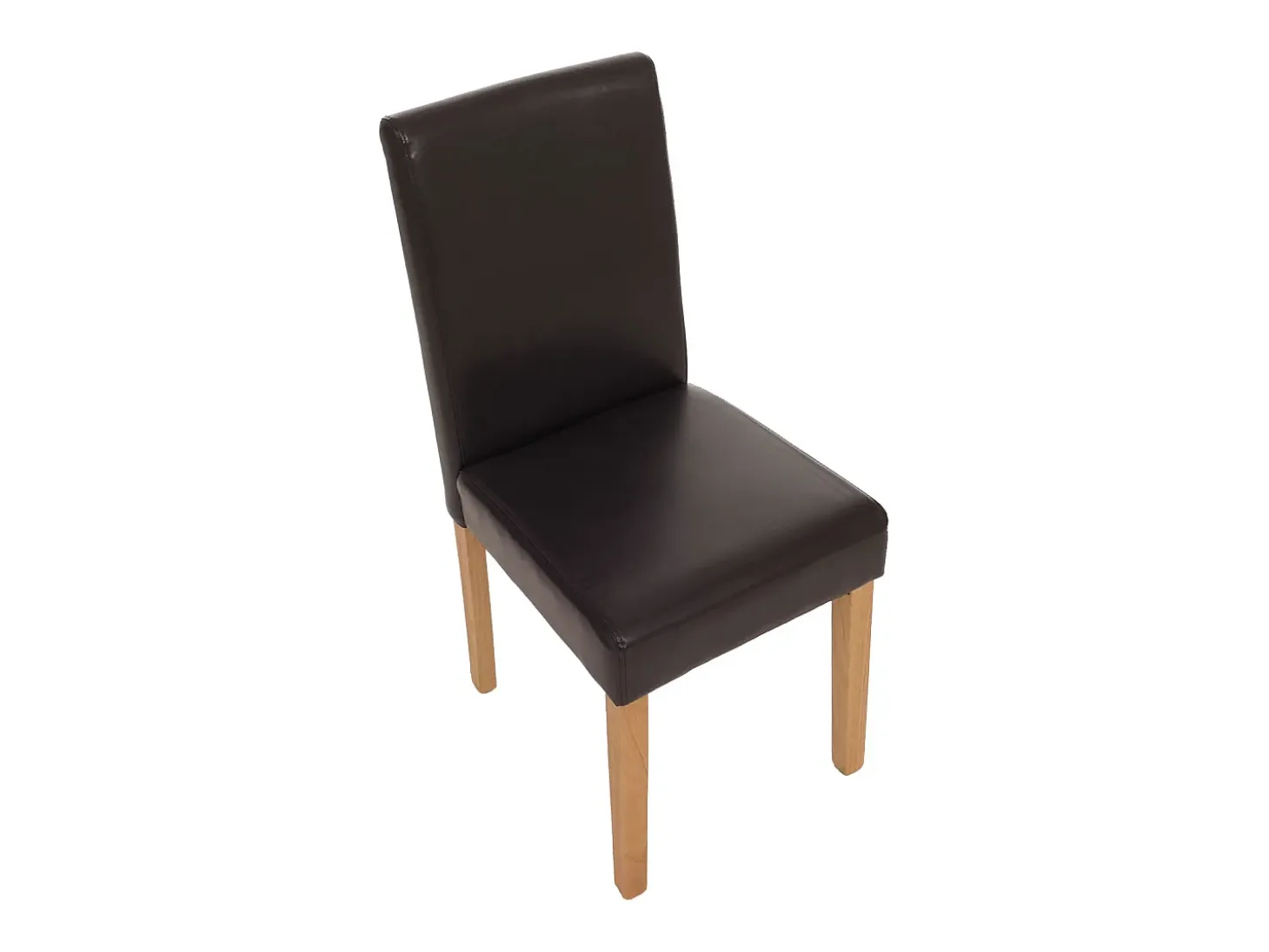 Silla de comedor Littau piel sintética lote de 2, polipiel, marrón, patas claras