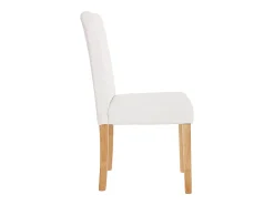 Silla de comedor Littau piel sintética lote de 2, polipiel, blanco mate, patas claras
