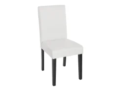 Silla de comedor Littau piel sintética lote de 2, polipiel, blanco mate, patas oscuras
