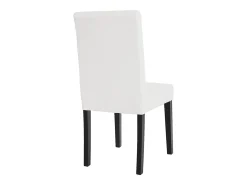Silla de comedor Littau piel sintética lote de 2, polipiel, blanco mate, patas oscuras