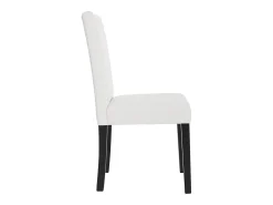 Silla de comedor Littau piel sintética lote de 2, polipiel, blanco mate, patas oscuras