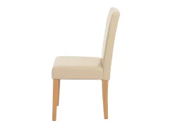 Silla de comedor Littau piel sintética lote de 2, polipiel, color crema, patas claras