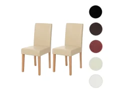 Silla de comedor Littau piel sintética lote de 2, polipiel, color crema, patas claras