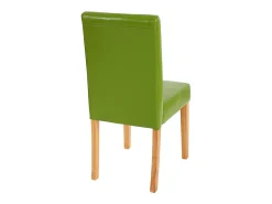 Silla de comedor Littau piel sintética lote de 2, polipiel, verde, patas claras