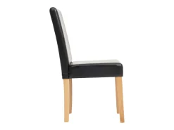 Silla de comedor Littau piel sintética lote de 2, polipiel, negra, patas claras