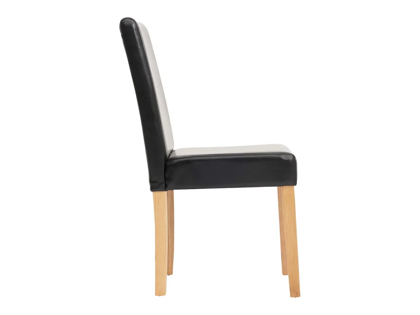 Silla de comedor Littau piel sintética lote de 2, polipiel, negra, patas claras