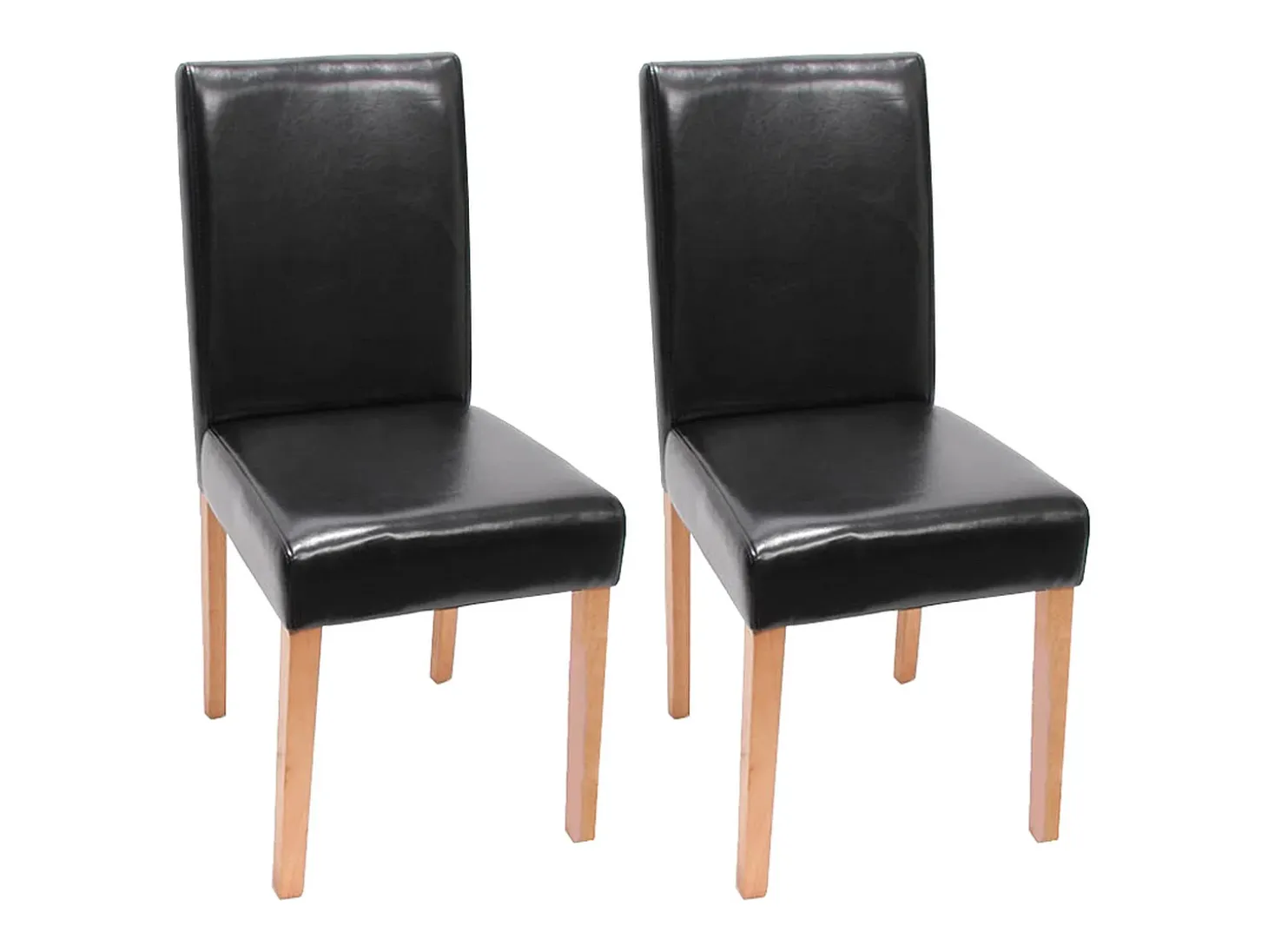 Silla de comedor Littau piel sintética lote de 2, polipiel, negra, patas claras