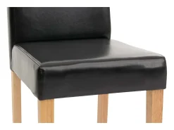 Silla de comedor Littau piel sintética lote de 2, polipiel, negra, patas claras