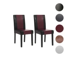 Silla de comedor Littau piel sintética lote de 2, polipiel, negro-rojo, patas oscuras