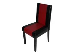Silla de comedor Littau piel sintética lote de 2, polipiel, negro-rojo, patas oscuras