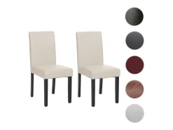 Silla de comedor Littau piel sintética lote de 2, polipiel, blanca, patas oscuras