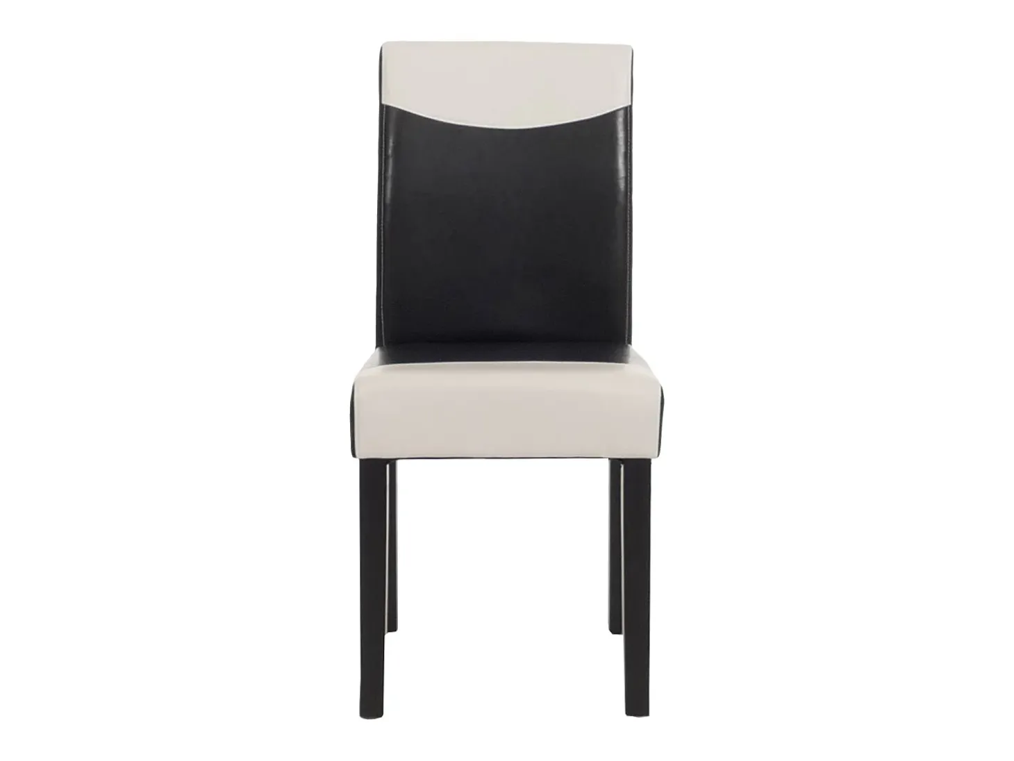 Silla de comedor Littau piel sintética lote de 2, polipiel, blanco y negro, patas oscuras
