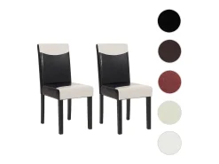 Silla de comedor Littau piel sintética lote de 2, polipiel, blanco y negro, patas oscuras