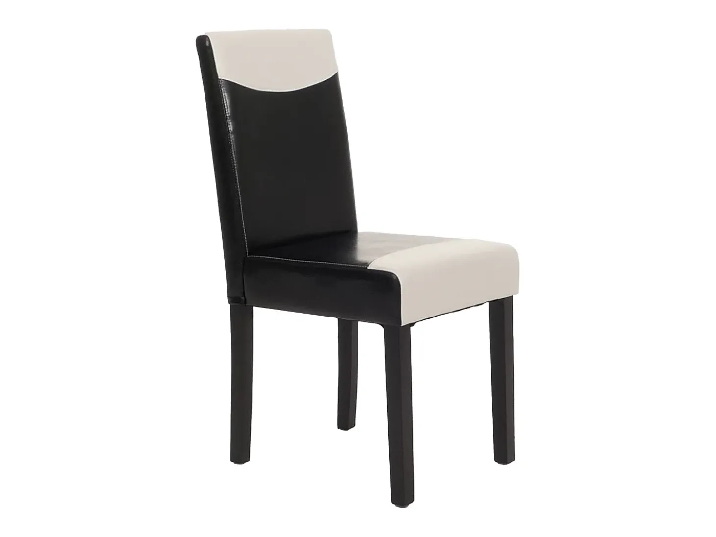 Silla de comedor Littau piel sintética lote de 2, polipiel, blanco y negro, patas oscuras
