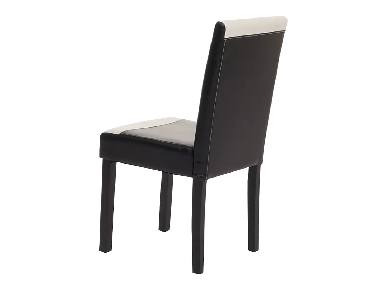 Silla de comedor Littau piel sintética lote de 2, polipiel, blanco y negro, patas oscuras