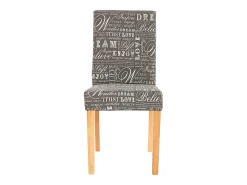 Silla de comedor Littau (set de 2), textil con letras, gris, patas claras