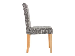 Silla de comedor Littau (set de 2), textil con letras, gris, patas claras