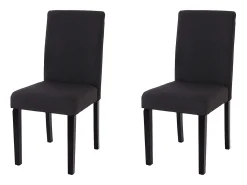 Silla de comedor Littau (set de 2), textil, negro, patas oscuras
