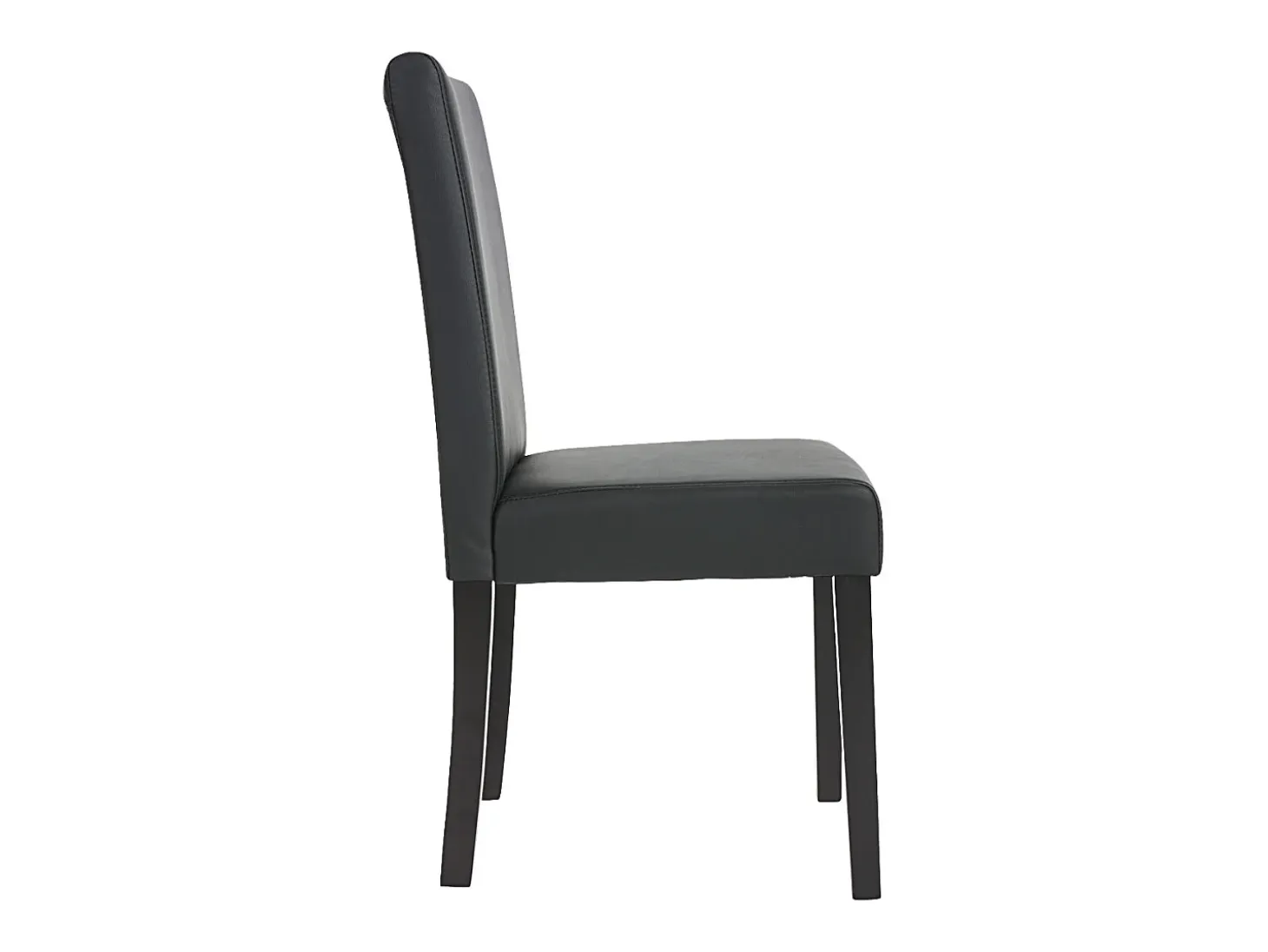 Silla de comedor Littau (set de 4), polipiel, negro mate, patas oscuras