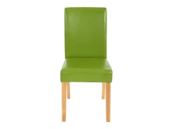 Silla de comedor Littau (set de 4), polipiel, verde, patas claras