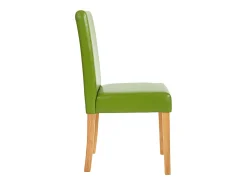 Silla de comedor Littau (set de 4), polipiel, verde, patas claras