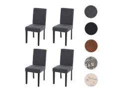 Silla de comedor Littau script (set de 4), textil, gris antracita, patas oscuras
