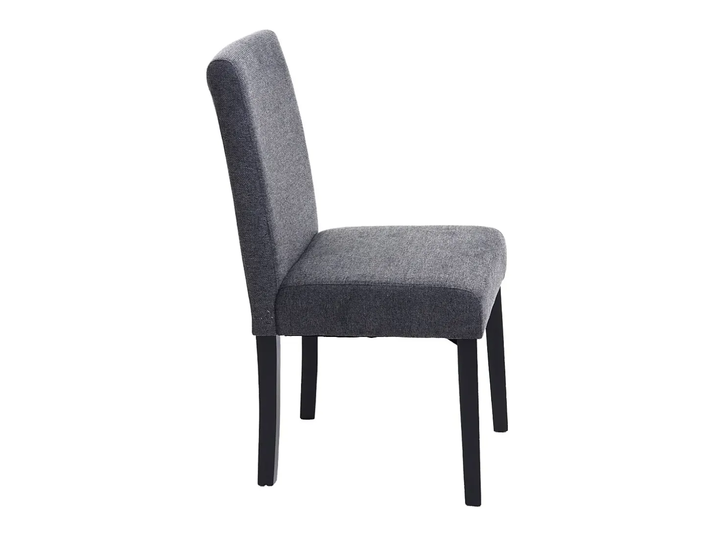 Silla de comedor Littau script (set de 4), textil, gris antracita, patas oscuras