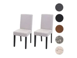 Silla de comedor Littau (set de 2), textil, crema-beige, patas oscuras