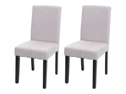 Silla de comedor Littau (set de 2), textil, crema-beige, patas oscuras