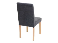 Silla de comedor Littau script (set de 4), textil, gris antracita, patas claras