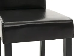 Silla de comedor Littau (set de 2), cuero, negro, patas oscuras