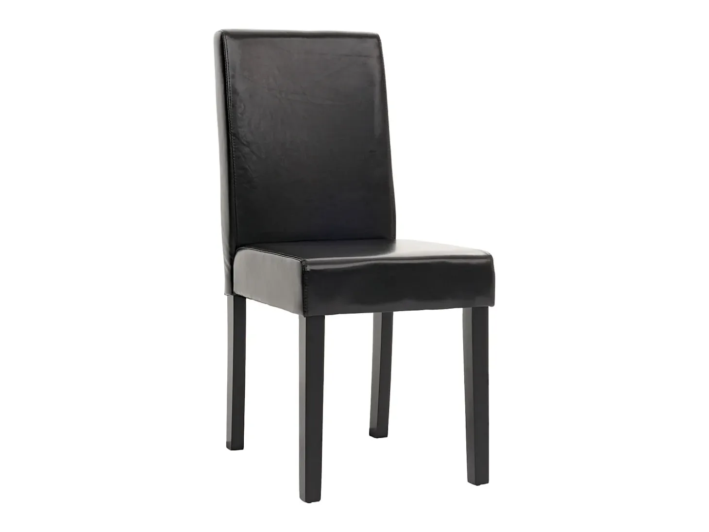 Silla de comedor Littau (set de 2), cuero, negro, patas oscuras