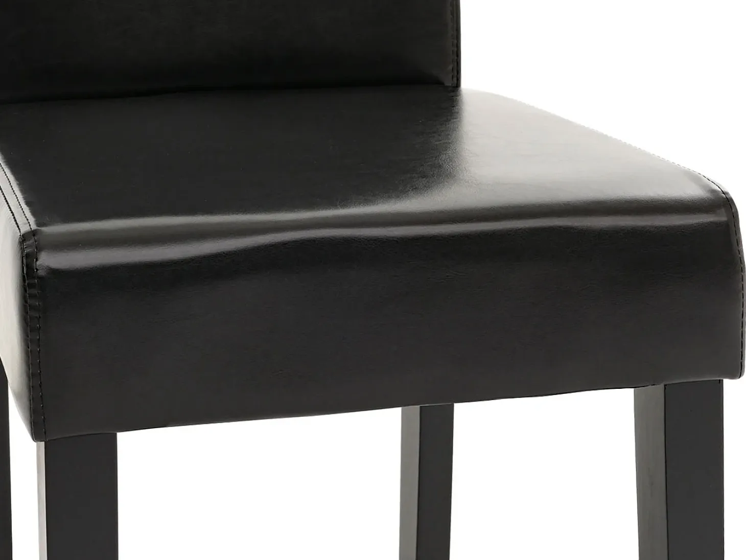 Silla de comedor Littau (set de 4), cuero, patas negras oscuras