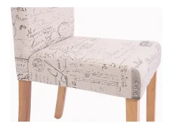 Silla de comedor Littau (set de 2), textil con letras, crema, patas claras