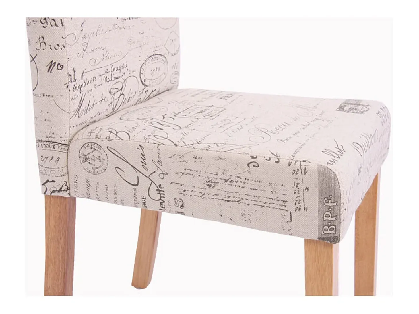 Silla de comedor Littau (set de 2), textil con letras, crema, patas claras