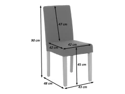 Silla de comedor Littau (set de 2), textil con letras, crema, patas claras