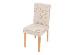 Silla de comedor Littau (set de 2), textil con letras, crema, patas claras