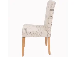 Silla de comedor Littau (set de 2), textil con letras, crema, patas claras