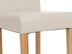 Silla de comedor Littau (set de 2), cuero, blanco, patas claras
