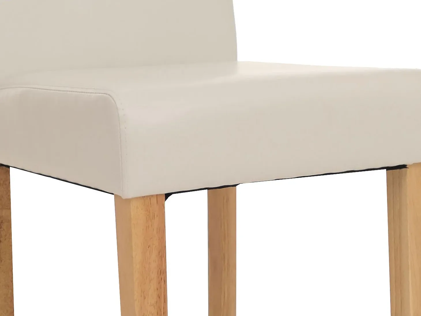 Silla de comedor Littau (set de 2), cuero, blanco, patas claras