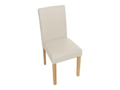 Silla de comedor Littau (set de 2), cuero, blanco, patas claras
