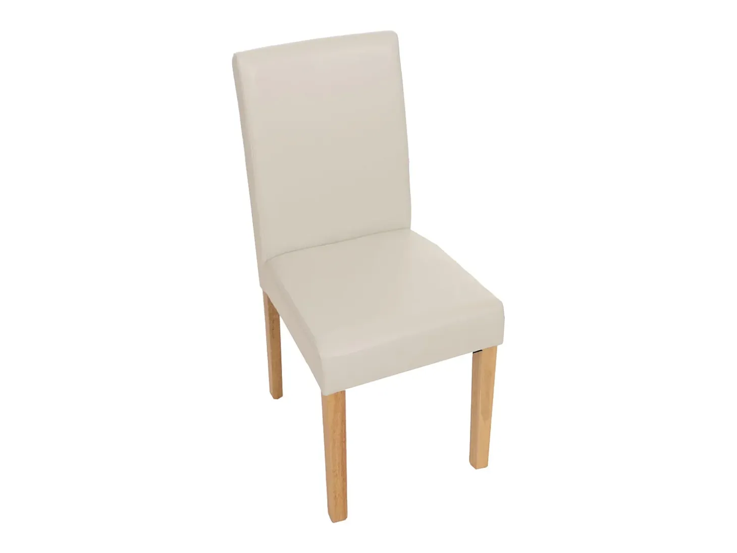 Silla de comedor Littau (set de 2), cuero, blanco, patas claras